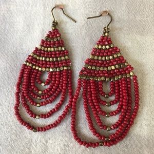 ZAD boho red beaded drop earrings